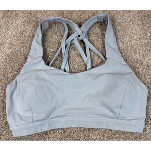 Lululemon Free To Be Wild Sports Bra Light Blue Strappy Back Size 6